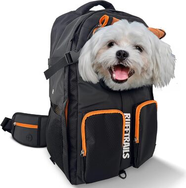 Рюкзак для собак Miracle Pets Rufftrails - макс. 9 кг - водонепроникний - дихаючий - для походів, пляжу, парку - чорний