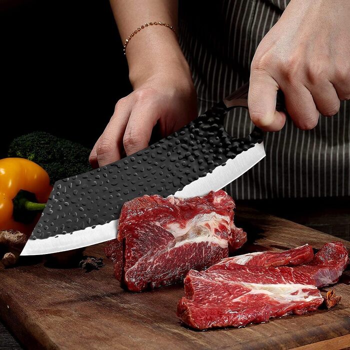 Набір кухонних ножів (2 шт) ручної роботи, японський гострий ніж для дому, з шкіряними піхвами