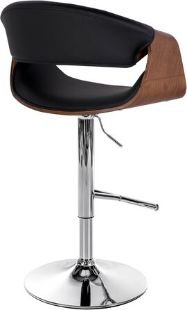 Барний стілець CLP Foley з штучної шкіри, з підлокітниками та спинкою, регульована висота, чорний колір