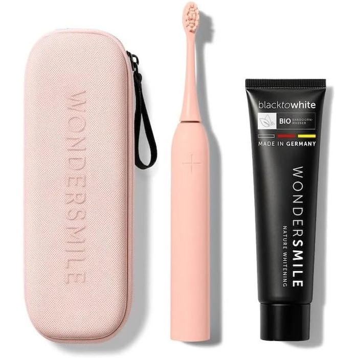 Електрична зубна щітка Wondersmile PRO - переможець тесту 2025 - 100 днів без ризику - TÜV-сертифікована. 4 режими, акумулятор 60 днів, смарт-насадка. 1 шт. (Atomic Rose Bundle)