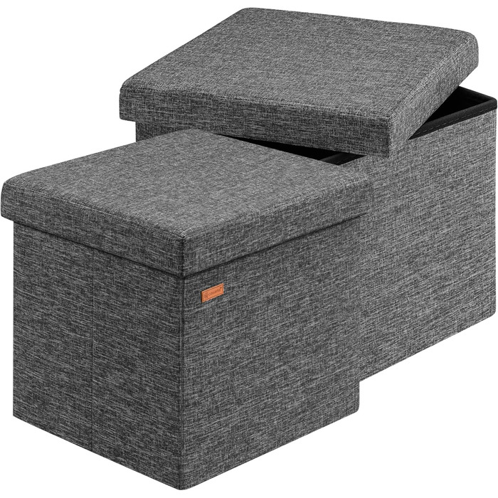 Пуф Casaria® з місцем для зберігання, білий, складний, з кришкою, штучна шкіра, м'який, 38x38 см, для спальні, вітальні, передпокою, білий (2, темно-сірий)