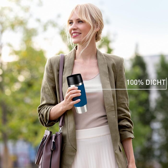 Термокружка Emsa Travel Mug Classic 360 мл, з клапаном Quick-Press, не протікає, для кави та напоїв, 513361