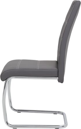 Набір обідніх стільців Hela Flora (4 шт.), штучна шкіра сірого кольору, металевий каркас, 42x57x98 см