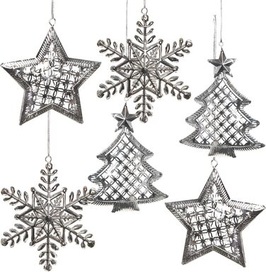 Різдвяні підвіски, 6 шт. Різдво срібний колір підвіска Різдвяна ялинка Підвіска 9-12см Срібний металевий декоративний підвісний