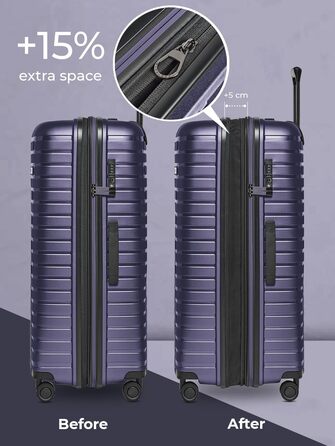 Набір валіз Pactastic 3 шт. з поліпропілену | Розширюваний, 4 колеса, TSA-замок | Для жінок та чоловіків (Collection 04)