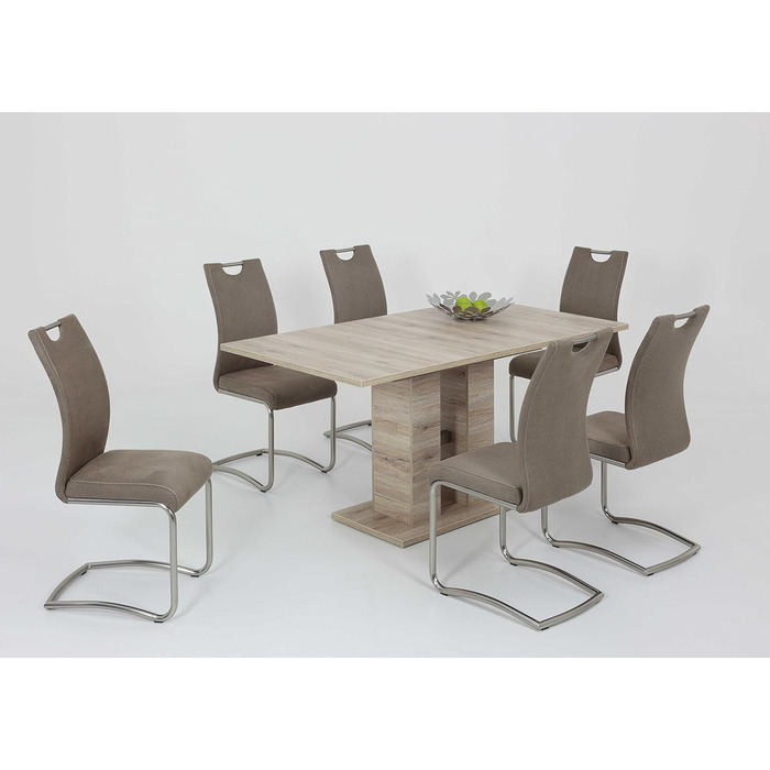 Тік Hela Helena: висувний стіл з синхронним витягом, 140-220x90 см, шпон дуба Сан Ремо