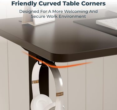 Регульований стіл для стоячи та сидячи, електричний, 140x61 см, чорний, для дому та офісу