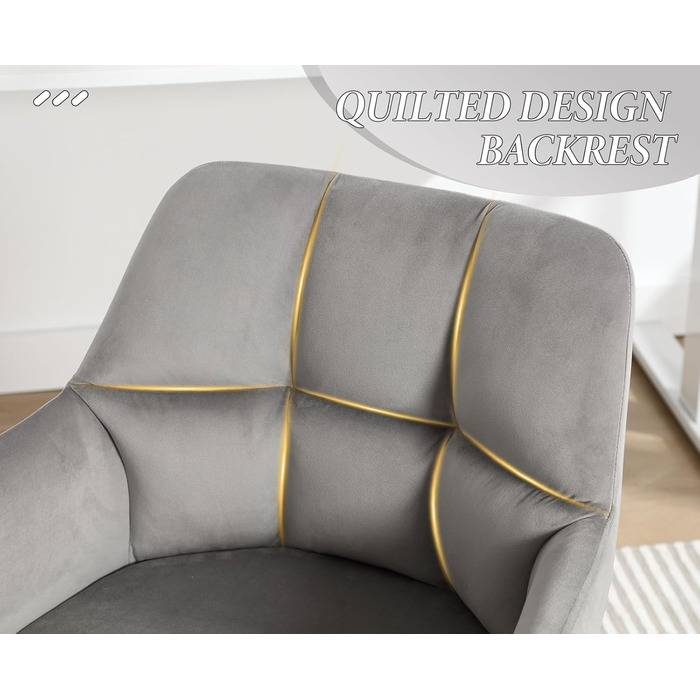 Офісне крісло Chairus з PU шкірою, регульоване по висоті, 360° обертання, для робочого кабінету (59x59x80 см, сірий)