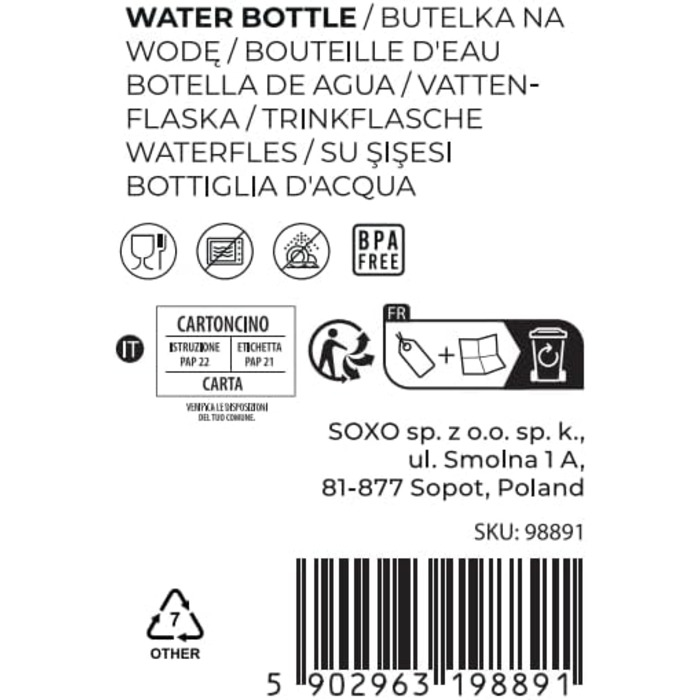 Пляшка для води MOMO WAY 1 л, пляшка для води з тритану без бісфенолу А, багаторазова спортивна пляшка для школи, спорту, фітнесу, подарунок для чоловіків, жінок і дітей, пудра рожева світло-рожева (600 мл, м'ята 600 мл)