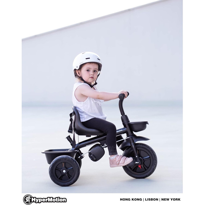 Триколісний велосипед дитячий Tobi Vector з ручкою для батьків, ременями безпеки, зручним сидінням, широкими колесами, чорний