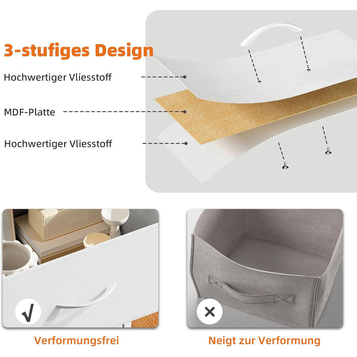 Комод Somdot для спальні, вітальні, прихожої з шухлядами, LED-підсвічуванням та розетками (2 AC, 1 USB, 1 Type-C), 5 тканинних шухляд, білий, 29T x 66,5B x 70,5H см (Комод Somdot з 8 шухлядами, біле шкірозамінник, 29T x 99B x 70.5H см)