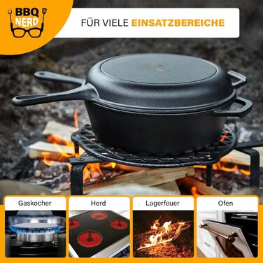 Запіканка BBQ-Nerd Cocotte 3,5 л з функцією 2-в-1 Набір для приготування Каструля для плити, духовки та гриля, включаючи сковороду