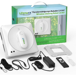 Робот для миття вікон Lifenaxx LX-047 з 4-ма форсунками, 4 програмами очищення, безщітковий двигун та пультом дистанційного керування – для рамкових та безрамових вікон