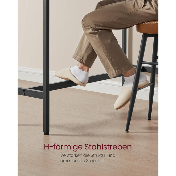 Барний стіл VASAGLE LBT140B73: промисловий дизайн, металевий каркас, 140 см, білий & чорний