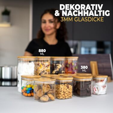 Скляні банки для зберігання з кришкою, круглі - 5 шт по 850 мл, посилене скло, герметичні контейнери для продуктів, кухонні органайзери (12 шт, кутові)