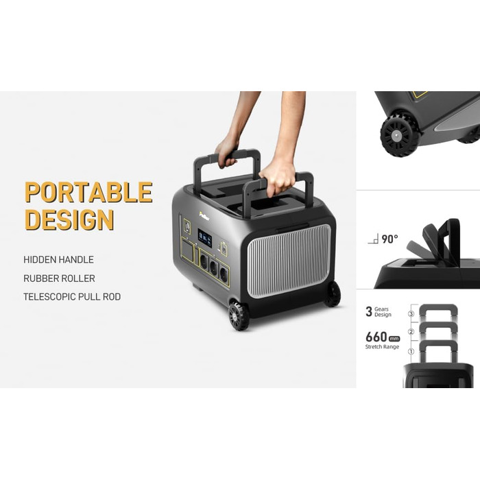 Портативна електростанція 300W (макс. 500W), 288Wh (90000mAh), сонячний генератор з чистою синусоїдою 230V AC, LiFePO4 акумулятор, для кемпінгу, подорожей та надзвичайних ситуацій (B1200E)