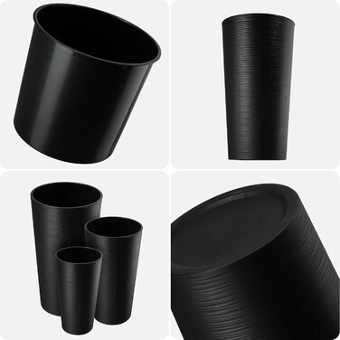 Набір горщиків KADAX (3 шт) з дерев'яною стружкою, чорний, 19.25/30 см