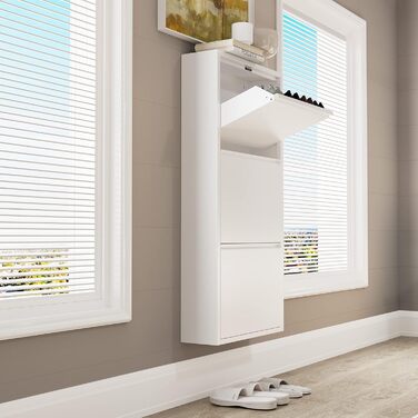 Шафа для взуття YITAHOME з металу, 3 дверцята з магнітними застібками, білий глянцевий колір, для передпокою та коридору