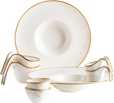 Набір кавових чашок MÄSER Serie Pintar (8 шт.) з порцеляни, вінтажний стиль, коричневий, для 4 осіб