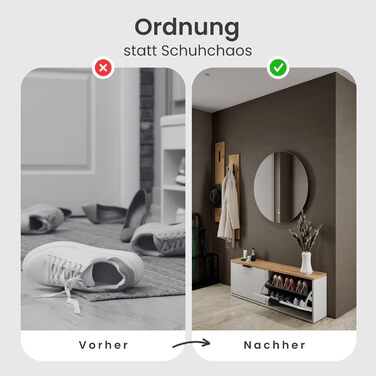 Взуттєва шафа Planetmöbel вузька з 6 полицями, комод для прихожей, коридору, гардеробу 60 x 23 x 118 см, білий сірий