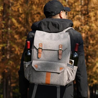 Рюкзак для пікніка HappyPicnic з ізольованим відділенням, тримачами для пляшок та великим водовідштовхувальним килимком (M без посуду)