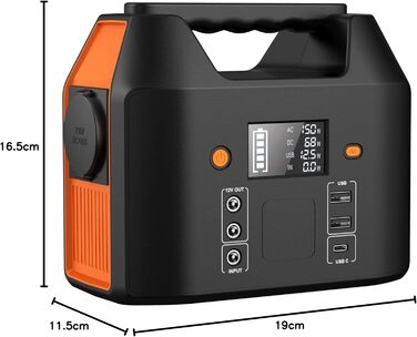 Портативна електростанція SinKeu 99Wh/150W: сонячний генератор з AC 230V, USB та виходом для запальнички, для кемпінгу, подорожей та як резервне джерело живлення (Black)