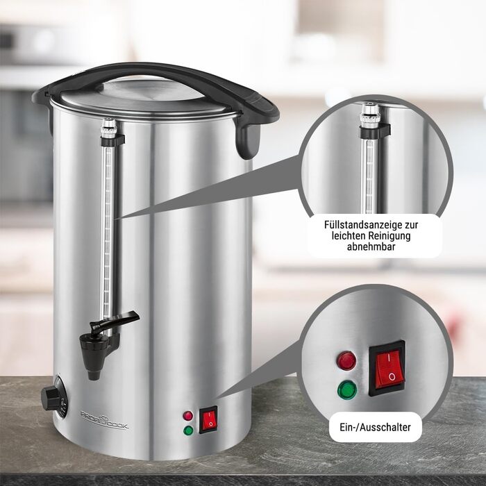 Автомат гарячих напоїв ProfiCook® PC-HGA 1196, 7л, з нержавіючої сталі | Для глінтвейну, чаю та кави | Обігрів та підтримання тепла