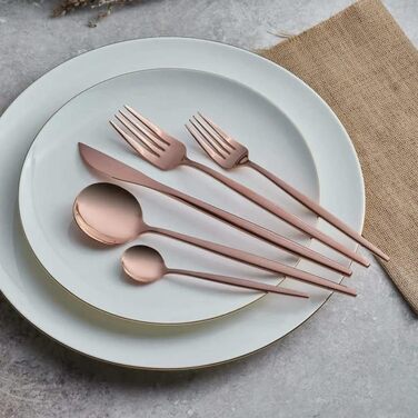 Набір столових приборів Karaca Orion 60 предметів на 12 осіб - нержавіюча сталь, ножі, виделки, ложки, блискучі ножі та виделки, кухонний набір (Матова рожева золото)
