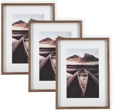 Набір Wackadoo з 5 рамок для фотографій, Дерев'яна рамка FSC Фотогалерея зі шпону справжнього дерева Фоторамка зі скляної панелі зі скляною панеллю Колаж (10 x 15, ) (20 x 30 см, горіх)