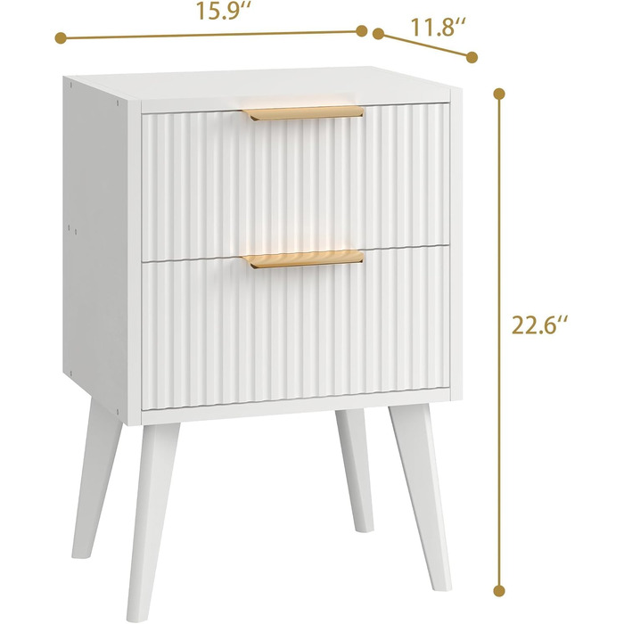 Журнальний столик з ротангу, дерев'яний приліжний столик з 2 висувними ящиками, декорованими ручною роботою з ротангу, бохо-столик, столик для вітальні/спальні з місцем для зберігання, для дому, природа, DECTG59Y (рефлений-білий)