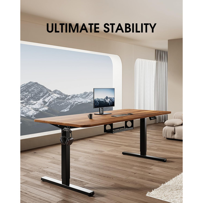 Електричний стіл-трансформер з регулюванням висоти та кабельною масою (чорний)