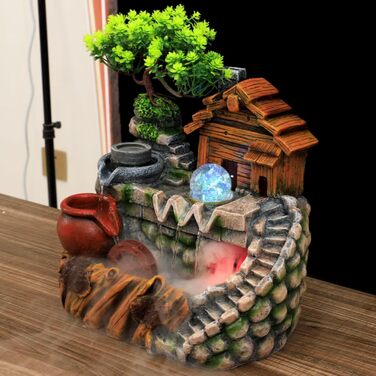 Кімнатний фонтан з LED підсвіткою - настільний фонтан, водоспад, фонтан з туманом для дому та офісу