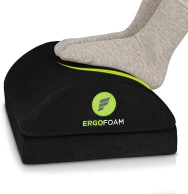 Підставка для ніг під стіл ErgoFoam - регульована, з м'якого велюру та піни, для спини та колін (чорна)