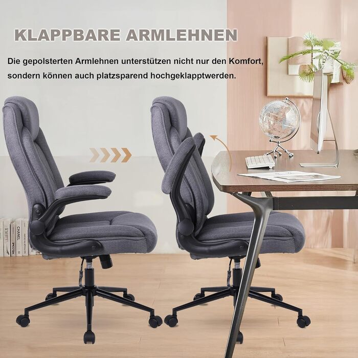 Офісний крісло Flysky з високою спинкою, регульованою висотою та підголівником. Зручний офісний крісло для керівника (сірий)