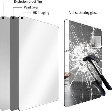 Дзеркало для ванної кімнати на стіну з круглим кутом та коричневим металевим каркасом, 76.2 x 50.8 см, бронза, для ванної, передпокою, вітальні, спальні