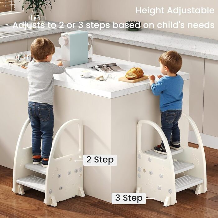 Дитячий тритулковий стільчик Hominewti з регулюванням висоти, неслизький, з підлокітниками, для ванної, дитячої кімнати, кухні (сірий)