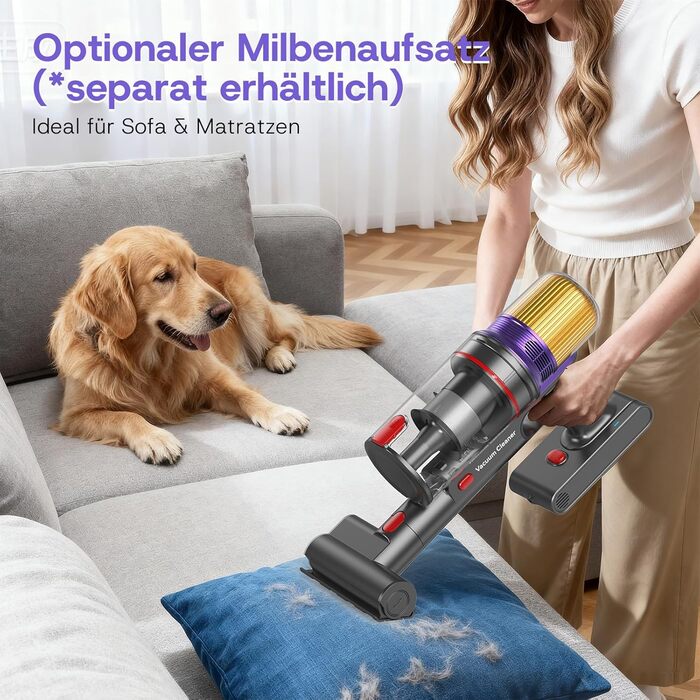 Акумуляторний пилосос V16 600W 55Kpa 80хв з LED-дисплеєм для килимів, шерсті тварин та твердих підлог