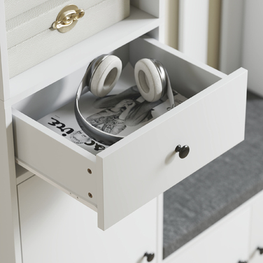 Шафа для одягу 180 см з вішалкою, полицею для взуття, 4 гачками, відкритими полицями, МДФ, білий