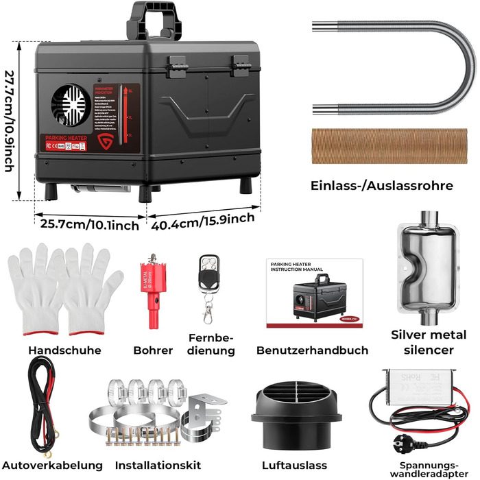 Дизельний автономний опалювач 8kW з пультом керування та додатком, 12V/24V для авто, RV, човнів, вантажівок, LCD-дисплеєм (в стилі ящику)