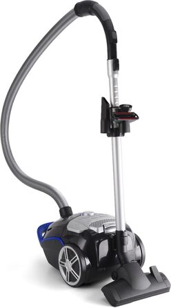 Пилсос Fakir Blue Vac Power TS 721 з мішком, 800 Вт, з кабелем, HEPA фільтр H14, тихий двигун 69dB(A), мішок 3л, радіус дії 12м, чорний/блакитний