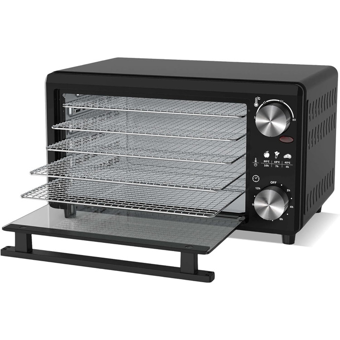 TurboWave BIO сушарка для продуктів, 14 л, металева, 5 ящиків, 30-80°C, таймер, рецепти