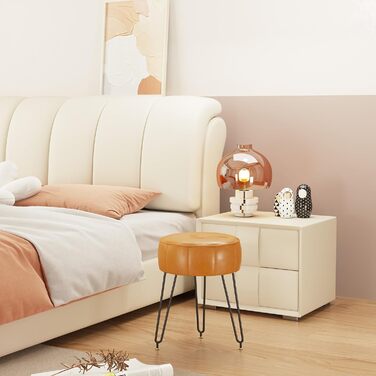 Пуф-стілець для макіяжу YMYNY, стилізований під гарбуз, 32x32x44 см, помаранчевий