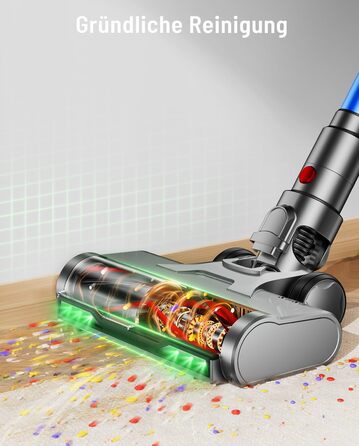 Акумуляторний пилосос бездротовий 600W, 70 хв, 1.8л, для підлоги, килимів, шерсті тварин, з самостійною підставкою, блакитний