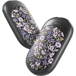 Електричні грілки для рук OCOOPA 2 шт. з магнітною фіксацією, 5000mAh, 3 режими нагріву, компактні, для рукавичок, сумки, зимові аксесуари, подарунки для чоловіків та жінок (фіолетовий/білий)