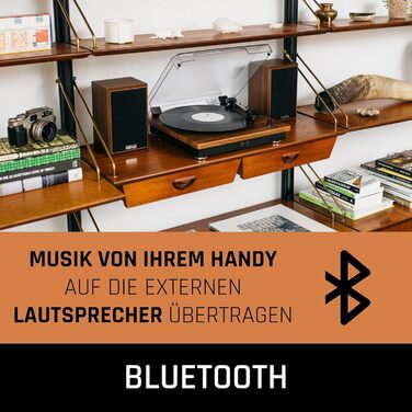 Вініловий програвач Lenco LS-100 Hi-Fi з Bluetooth, зовнішні динаміки 2x10 Вт, ремінний привід, автостоп, дерев'яний корпус