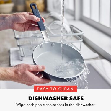 Набір сковорідок GreenPan x Bobby Flay, 20.3 см та 25.4 см, з антипригарним покриттям, без PFAS, кераміка з діамантами, для індукційних плит, силіконовий ручка, легко миються, сумісний з посудомийною машиною, 2 шт. (13 предметів), Marineblau