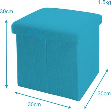 Складний пуф 30x30x30 см - Куб сидіння з місцем для зберігання льону (Spring Green)