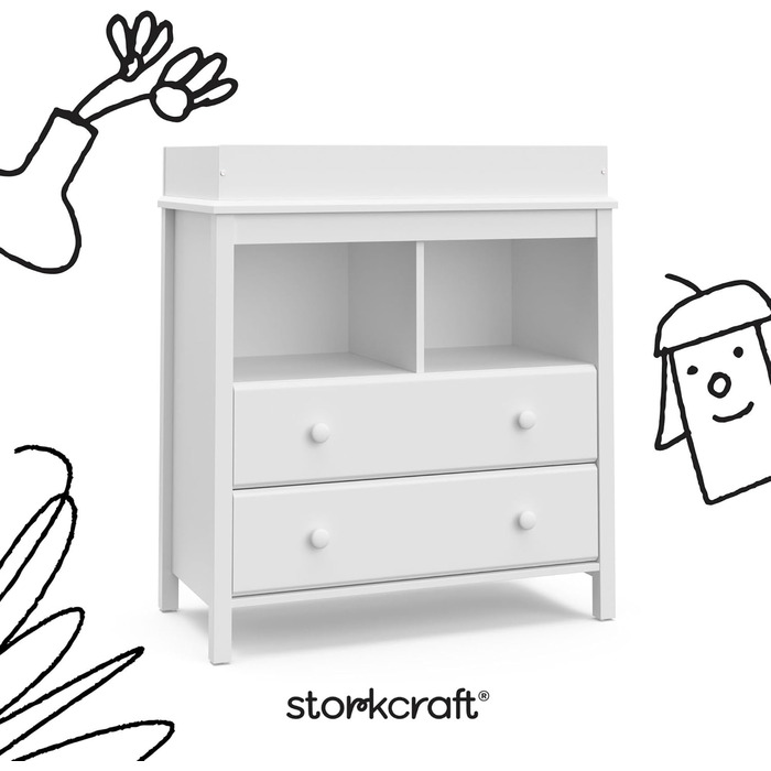 Комод для пеленання STORKCRAFT Alpine з 2 шухлядами, білий