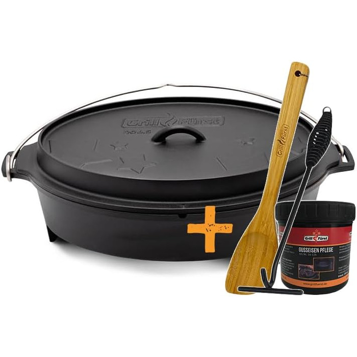 Набір голландської печі Grillfürst Dutch Oven BBQ Edition DO 9: чавунний котелок 8,5 л з підставкою, кришкою та аксесуарами