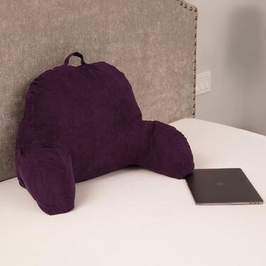 Підголовник Deluxe Comfort з мікровелветовим покриттям чорного кольору – найкращий подушковий релакс для читання в ліжку, фіолетовий, 38 x 20 x 66 см